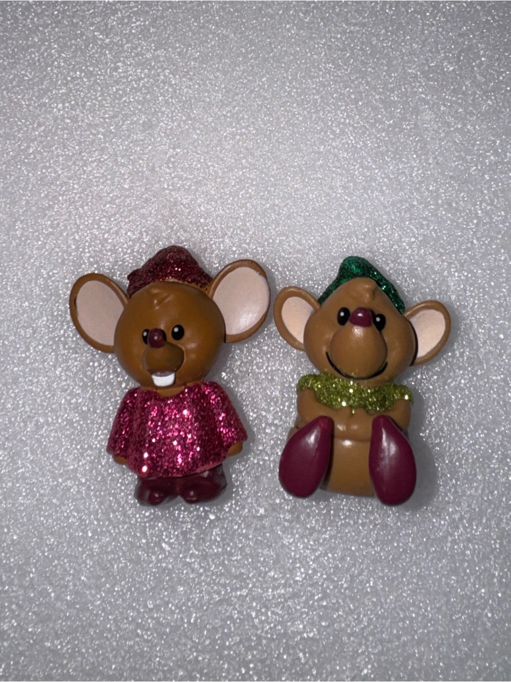 Disney Cinderella Glitter JAQ & GUS Miniature Mouse PVC Figure Cake Topper/Toy